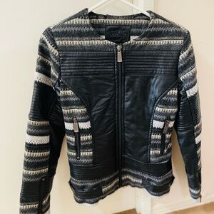 Buffalo David Bitton Black and Gray Leather Jacket